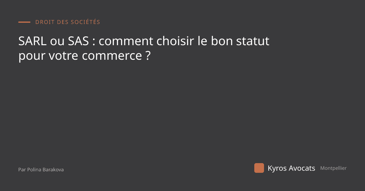 SARL ou SAS : comment choisir le bon statut pour votre commerce ?
